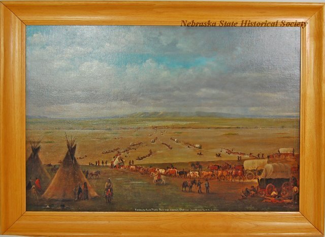 Painting, Fording the South Platte River near Julesburg; Jackson, W.H. 481P-1